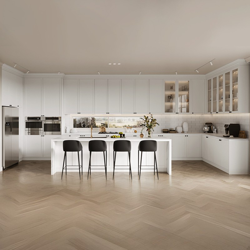 Affordable luxury kitchen cabinets by DekoHaus with modern design and smart storage solutions in Dubai.